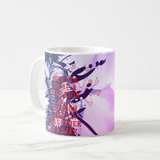 Mug Blue Samurai & Cherry Blossom Ink Art Motivational (Devant gauche)
