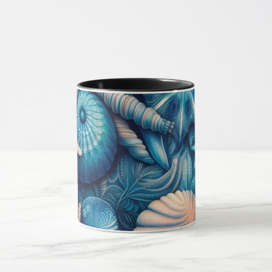 Mug Blue Shells Beach Batik Starfish Sand Dollar (Centre)