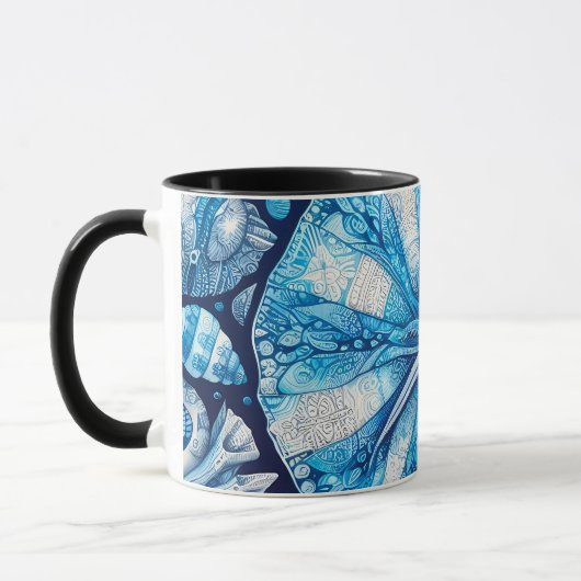 Mug Blue Shells Beach Batik Starfish Sand Dollar (Gauche)