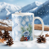Mug Blue Snowflake Nom de famille Noël Année