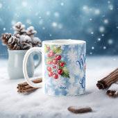 Mug Blue Snowflake Nom de famille Noël Année