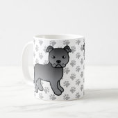 Mug Blue Staffordshire Bull Terrier mignon Dessin Cari (Devant gauche)