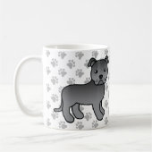 Mug Blue Staffordshire Bull Terrier mignon Dessin Cari (Gauche)
