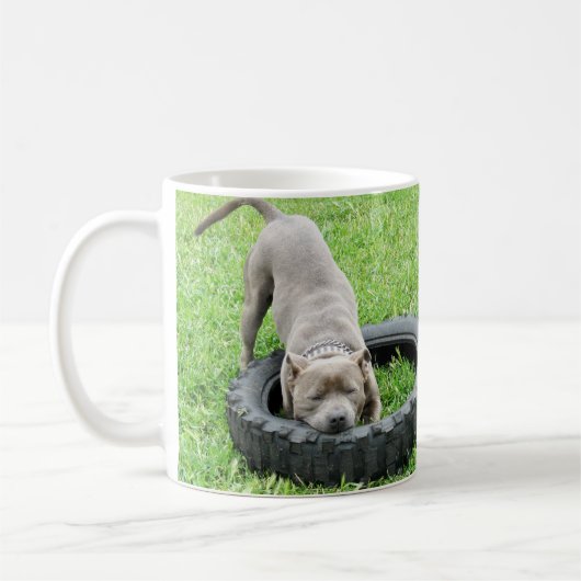 Mug Blue Staffordshire Bull Terrier Temps de jeu (Gauche)