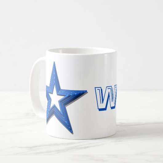 Mug - Blue Stars et Initial (Devant gauche)