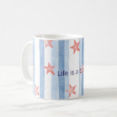 Mug Blue Stripes Red Starfish Stars Life is A Dream (Devant gauche)