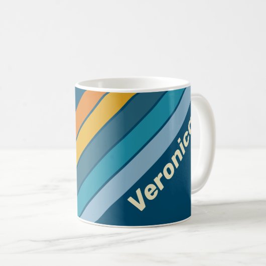 Mug Blue Sun Stripes with Name (Devant droit)