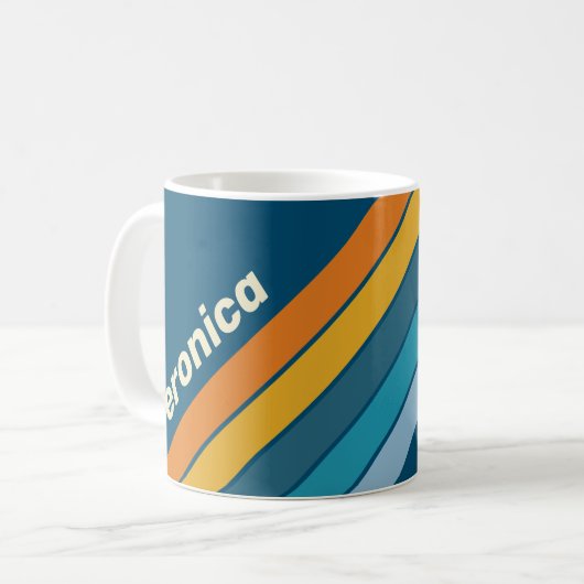 Mug Blue Sun Stripes with Name (Devant gauche)