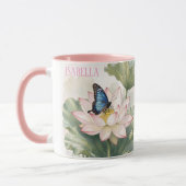 Mug Blue Swallowtail Butterfly With Lotus Flower Name (Gauche)