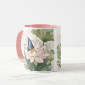 Mug Blue Swallowtail Butterfly With Lotus Flower Name (Devant gauche)