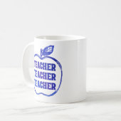 Mug Blue Teacher Apple Outline Appreciation Pride Gift (Devant gauche)