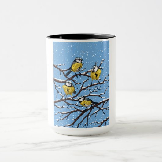 Mug Blue tit birds en hiver (Centre)