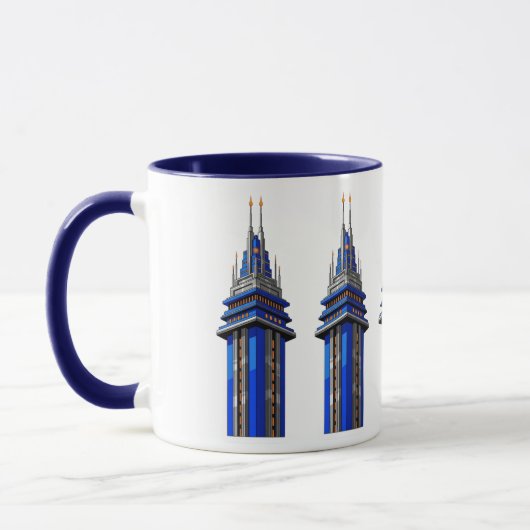 Mug  Blue Tower of Tomorrow: Sci-Fi Art Deco Sticker (Gauche)