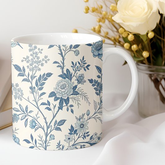 Mug Blue Vintage Floral Pattern