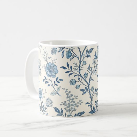 Mug Blue Vintage Floral Pattern (Devant gauche)