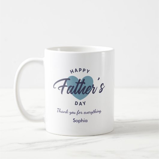 Mug Blue Watercolor Happy Father’s Day Personalized  (Gauche)