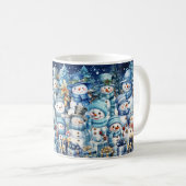 Mug Blue Watercolor Snowman Winter Collage (Devant droit)