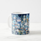 Mug Blue Watercolor Snowman Winter Collage (Devant gauche)