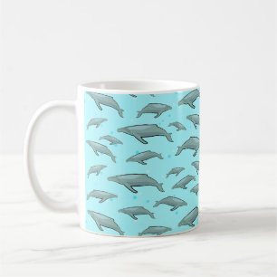 Mug Blue Whale Motif sur Bright Blue Arrière - plan