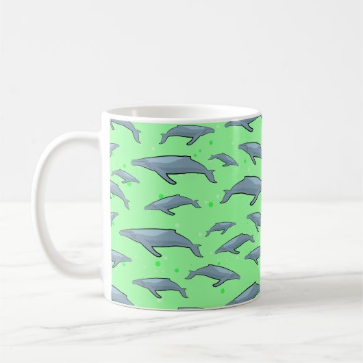 Mug Blue Whale Motif sur Bright Green Arrière - plan (Gauche)