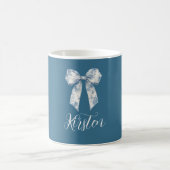 Mug Blue White Floral Bow (Centre)