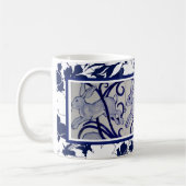 Mug Blue & White Lapin Lièvre Bunny Art Déco Tropical (Gauche)