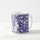 Mug Blue & White Rabbit & Bird Floral Tile Art mural (Devant droit)