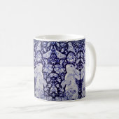 Mug Blue & White Rabbit Floral Oiseau Escargot Pâques  (Devant droit)