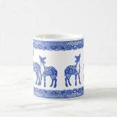 Mug Blue Willow Deer Buck Doe Unique Animal Whimsical (Centre)