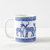 Mug Blue Willow Deer Buck Doe Unique Animal Whimsical (Gauche)