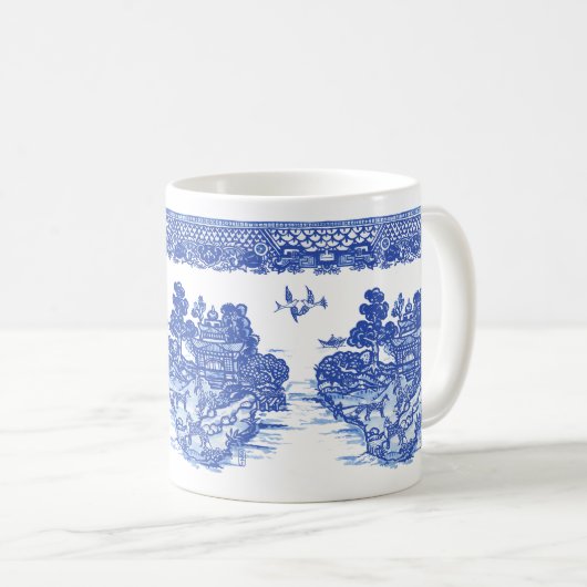 Mug Blue Willow Fox Isle of Animals Classic Fun Design (Devant droit)