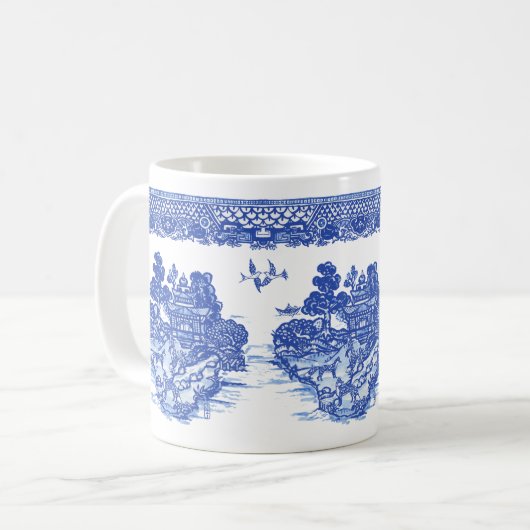 Mug Blue Willow Fox Isle of Animals Classic Fun Design (Devant gauche)