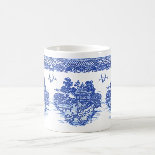 Mug Blue Willow Fox Isle of Animals Classic Fun Design (Centre)