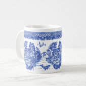Mug Blue Willow Lucky Cat Koi Isle des animaux amusant (Devant gauche)