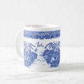 Mug Blue Willow Peacock Bird Isle Animaux Art amusant (Devant gauche)
