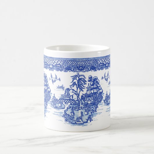 Mug Blue Willow Rabbit Isle of Animals Classic Fun Art (Centre)