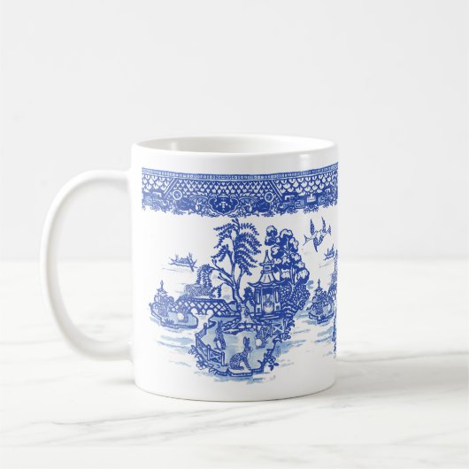 Mug Blue Willow Rabbit Isle of Animals Classic Fun Art (Gauche)