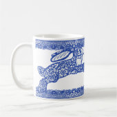 Mug Blue Willow Rabbits Bunnies Floral Whimsical (Gauche)