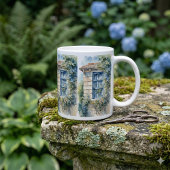Mug Blue Window Stone Wall Cottage Vines