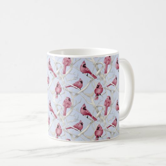 Mug Blue Winter Cardinal Birds Motif (Devant droit)