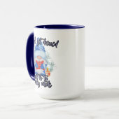 Mug Blue Winter drôle Gnome Trop de gens dehors (Devant gauche)