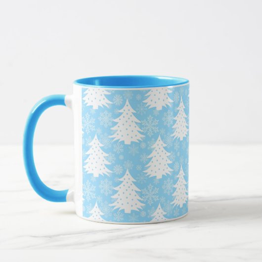 Mug Blue Winter Tree Snowflake Motif (Gauche)