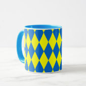 Mug Blue Yellow Harlequin Checkered Design (Devant gauche)
