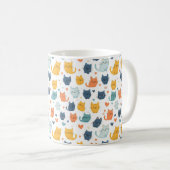Mug Blue Yellow Orange Kawaii Cat Pattern Cat Lover (Devant droit)