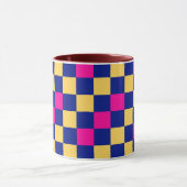 Mug Blue Yellow Pink Checkered Pattern Design  (Centre)