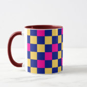Mug Blue Yellow Pink Checkered Pattern Design  (Gauche)