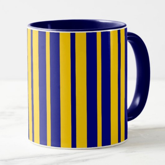 Mug Blue Yellow Stylish Stripes Pattern Design 