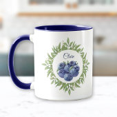 Mug Blueberry Greenery Nom Elégant Bleu