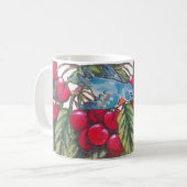 Mug Bluebird Cherries Rouge Bleu Feuille Fruit été (Devant gauche)