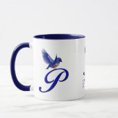 Mug Bluebird Monogram Initial P Elegant Personalized (Gauche)